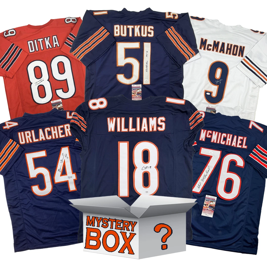 Autographed/Signed Chicago Football Jersey Mystery Box with PSA JSA or Beckett C