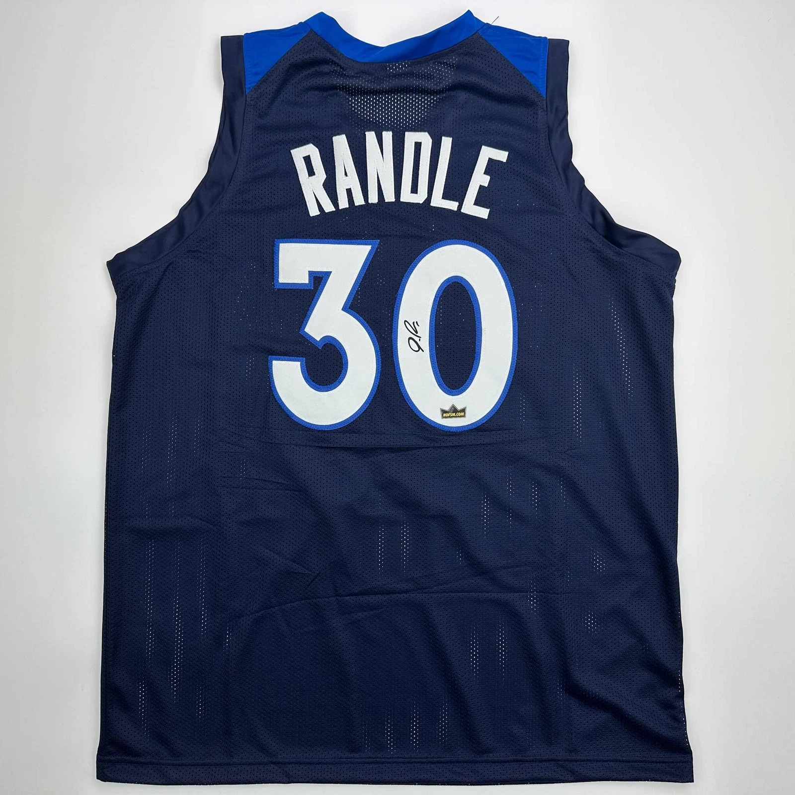 Facsimile Autographed Julius Randle Minnesota Blue Reprint Jersey Size Men's XL