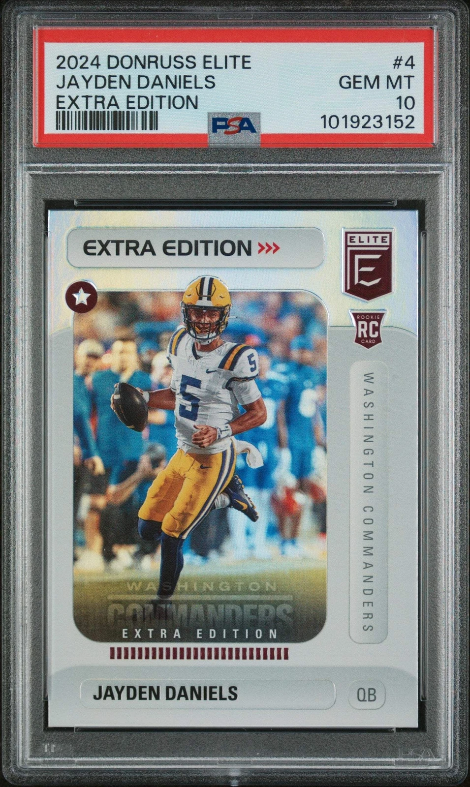 Graded 2024 Donruss Elite Jayden Daniels #4 Extra Edition Football Card PSA 10