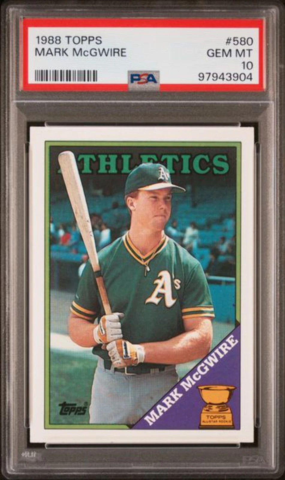 Graded 1988 Topps Mark McGwire #580 2nd Year Baseball Card PSA 10 Gem Mint