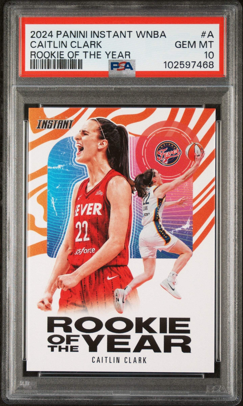 Graded 2024 Panini Instant WNBA Caitlin Clark #A Rookie of the Year Card PSA 10