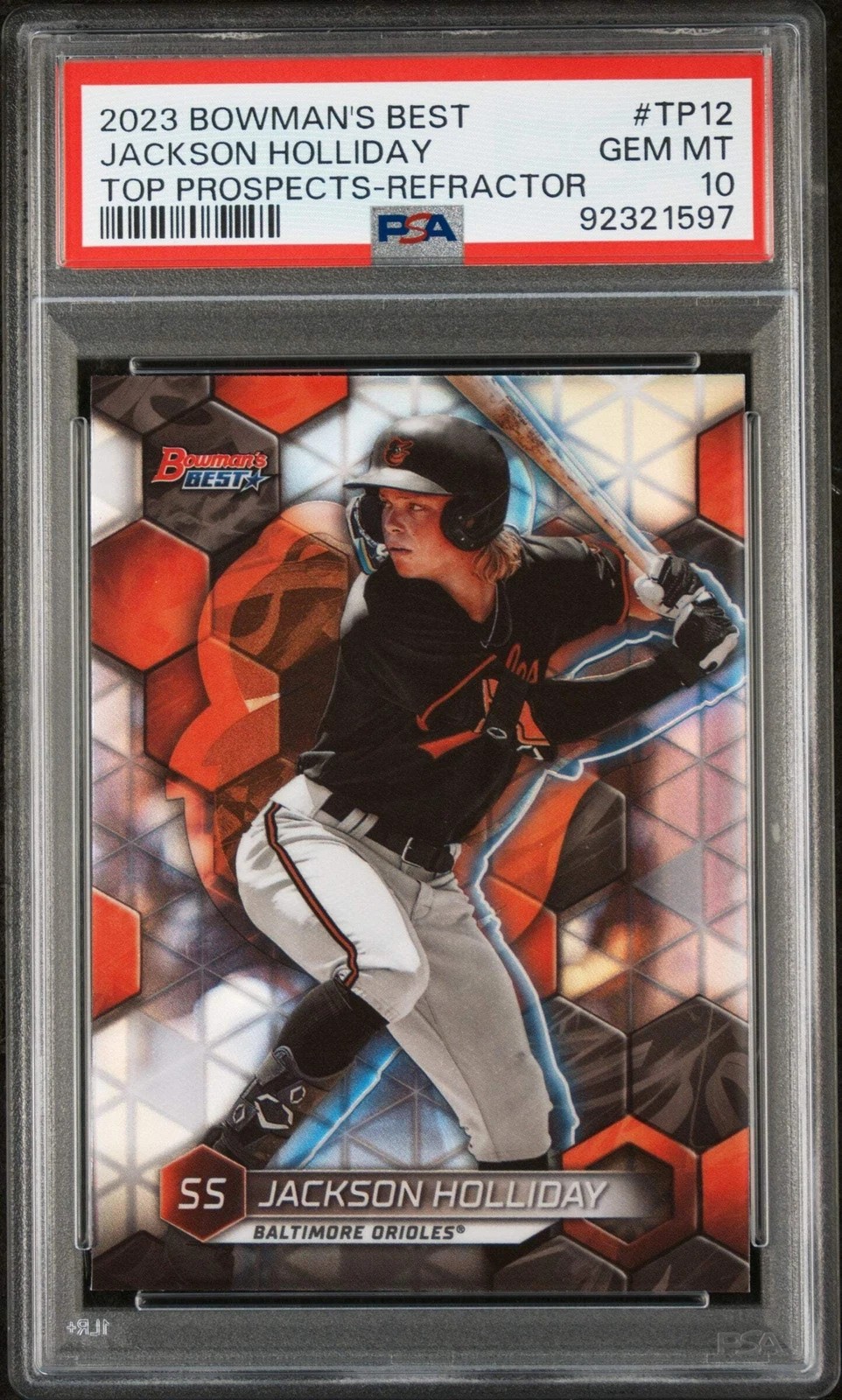 Graded 2023 Bowmans Best Jackson Holliday #TP12 Refractor Baseball Card PSA 10