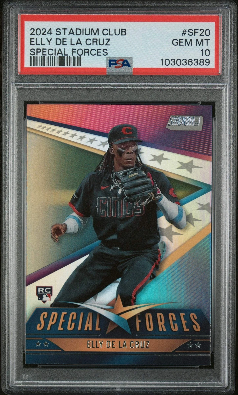 Graded 2024 Topps Stadium Club Elly De La Cruz #SF20 RC Baseball Card PSA 10