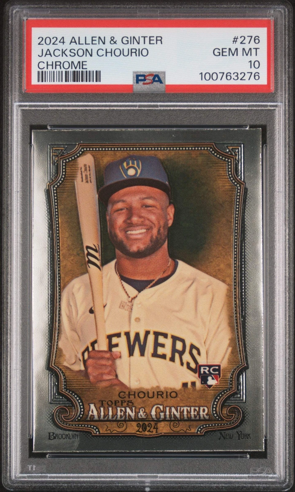 Graded 2024 Topps A&G Jackson Chourio #276 Chrome Rookie RC Baseball Card PSA 10
