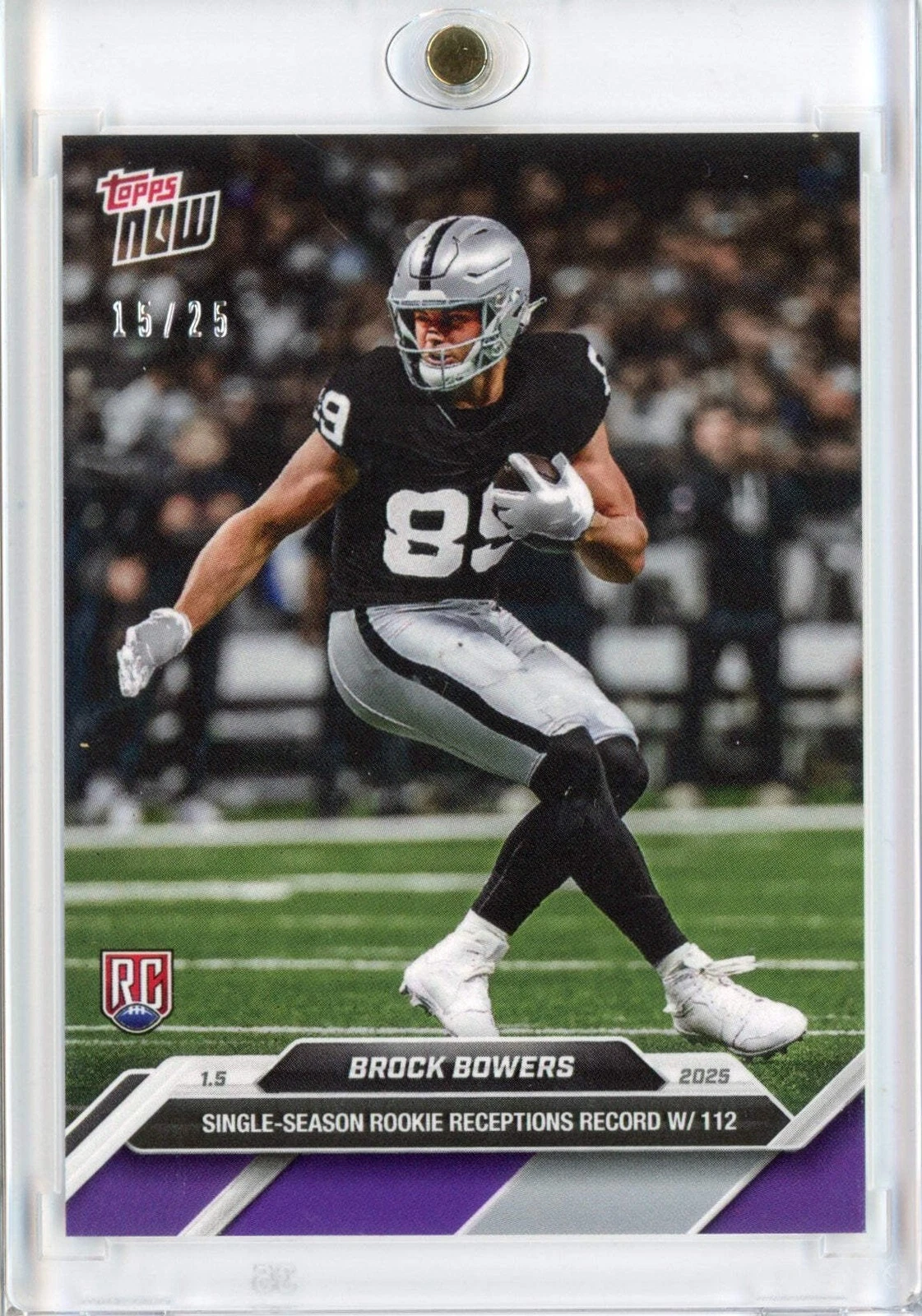 2024 Topps Now Brock Bowers #20 Purple /25 Las Vegas Raiders RC Football Card