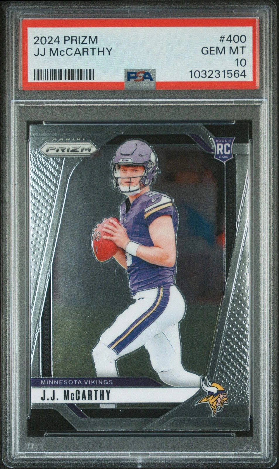 Graded 2024 Panini Prizm JJ McCarthy #400 Rookie RC Football Card PSA 10