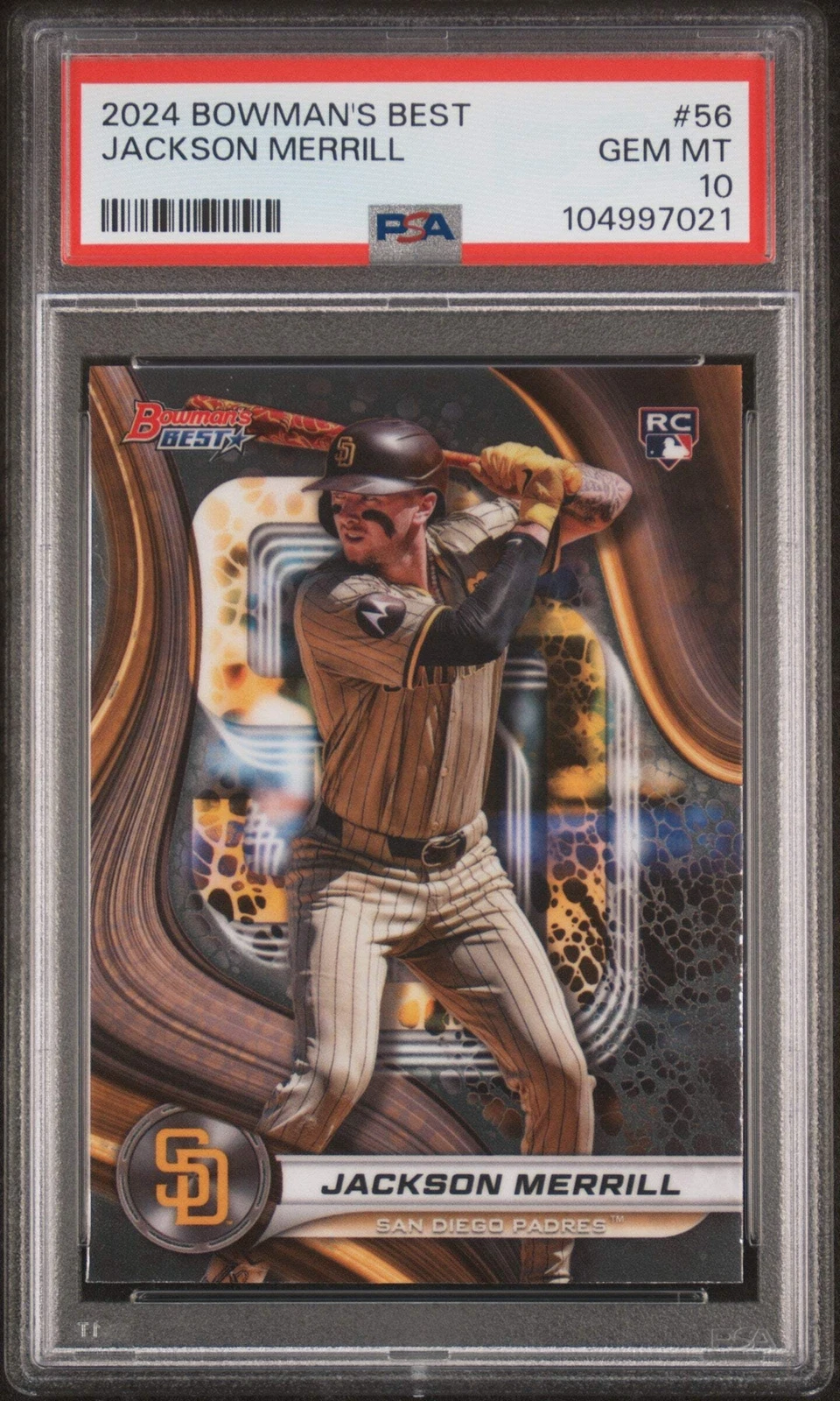 Graded 2024 Topps Bowmans Best Jackson Merrill #56 Rookie Baseball Card PSA 10