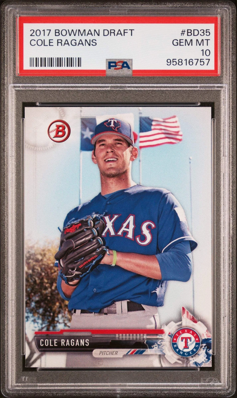 Graded 2017 Topps Bowman Draft Cole Ragans #BD35 Rookie RC Baseball Card PSA 10