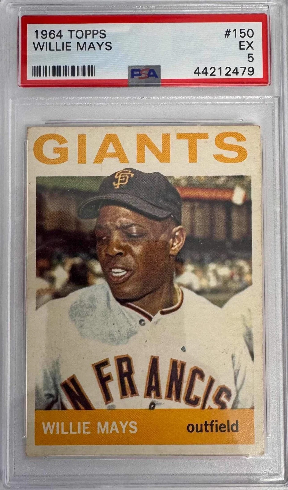 Graded 1964 Topps Willie Mays #150 Baseball Card PSA 5 Excellent