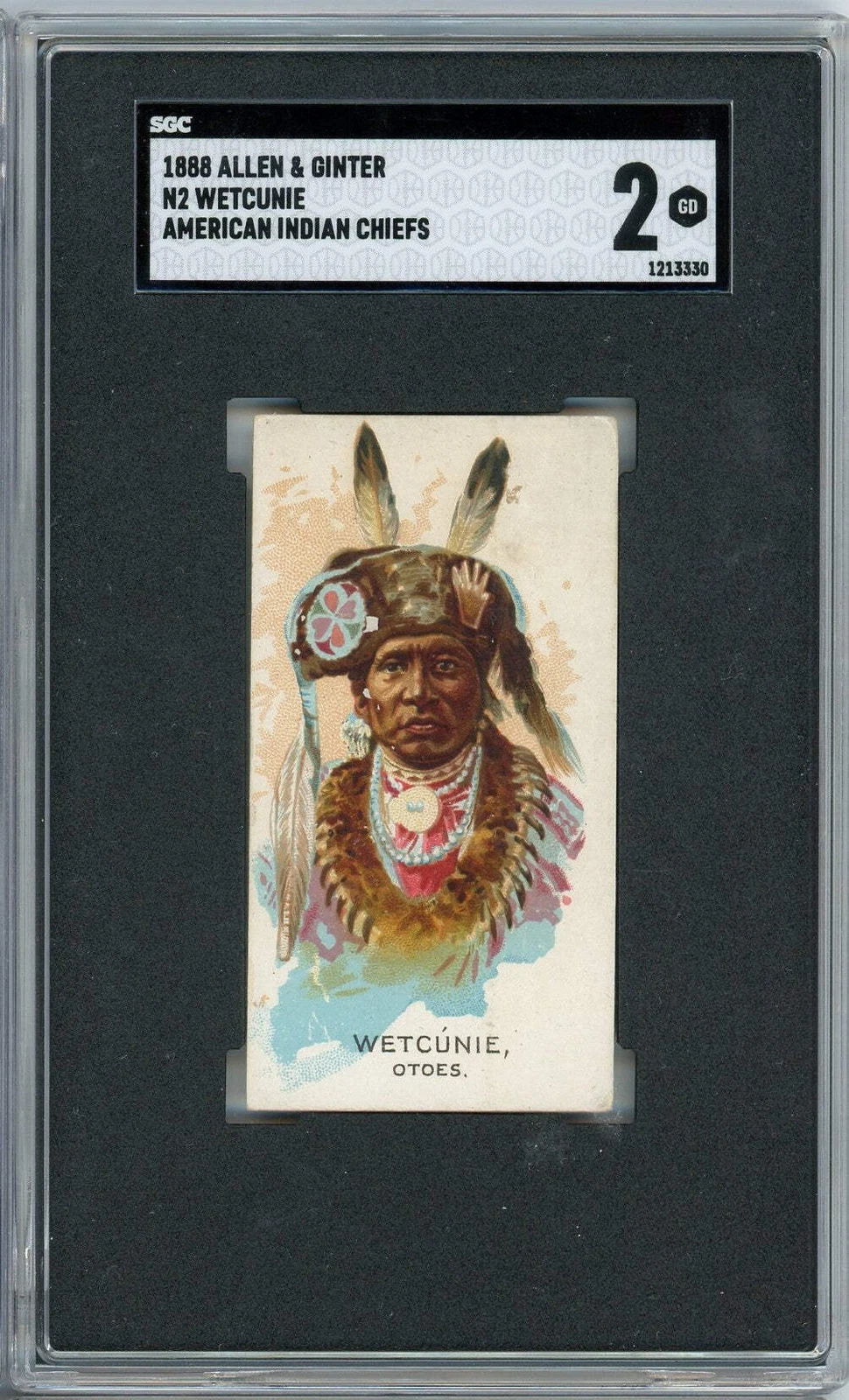 Graded 1888 Allen & Ginter American Indian Chiefs N2 Wetcunie Tobacco Card SGC 2