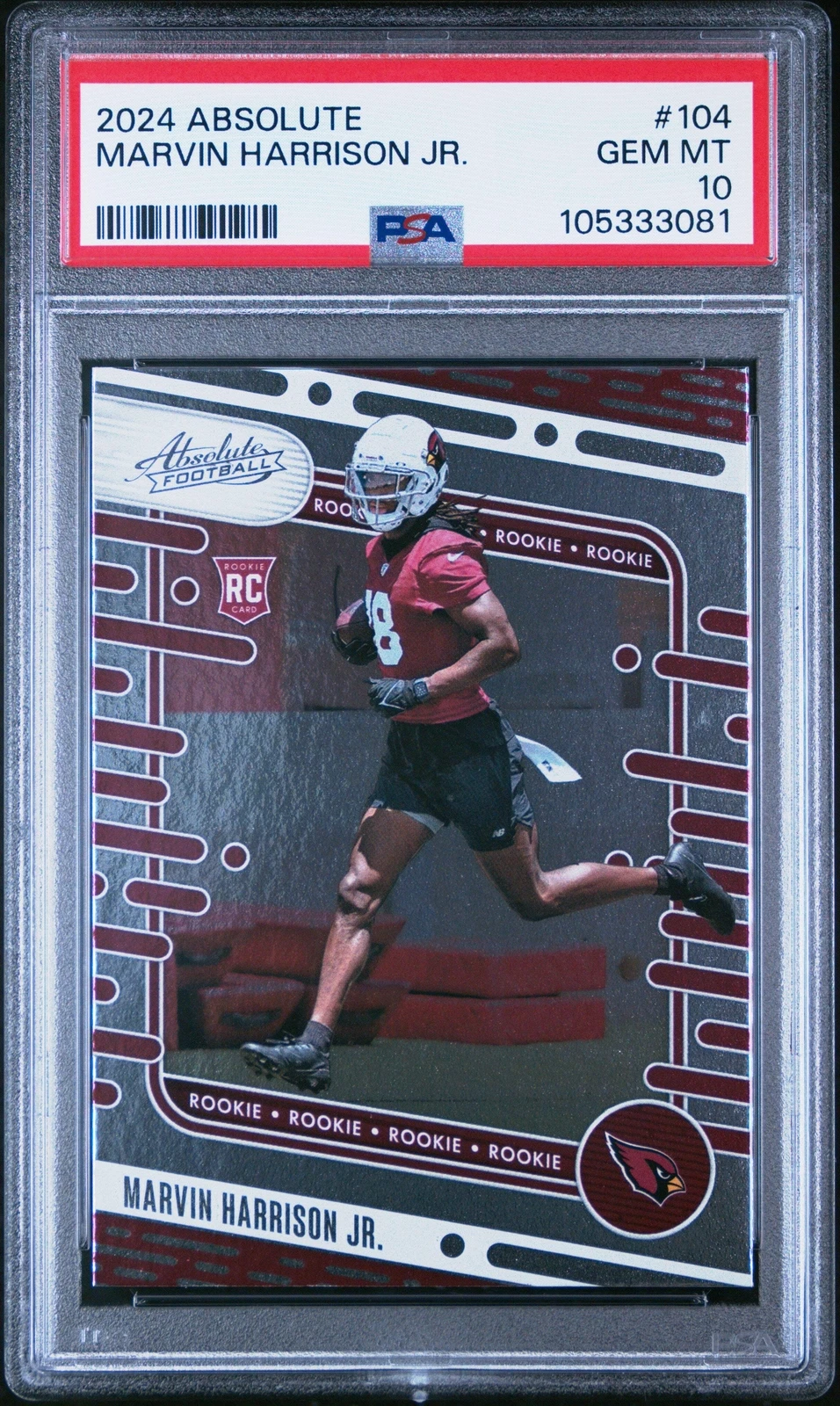 Graded 2024 Panini Absolute Marvin Harrison Jr #104 Rookie Football Card PSA 10
