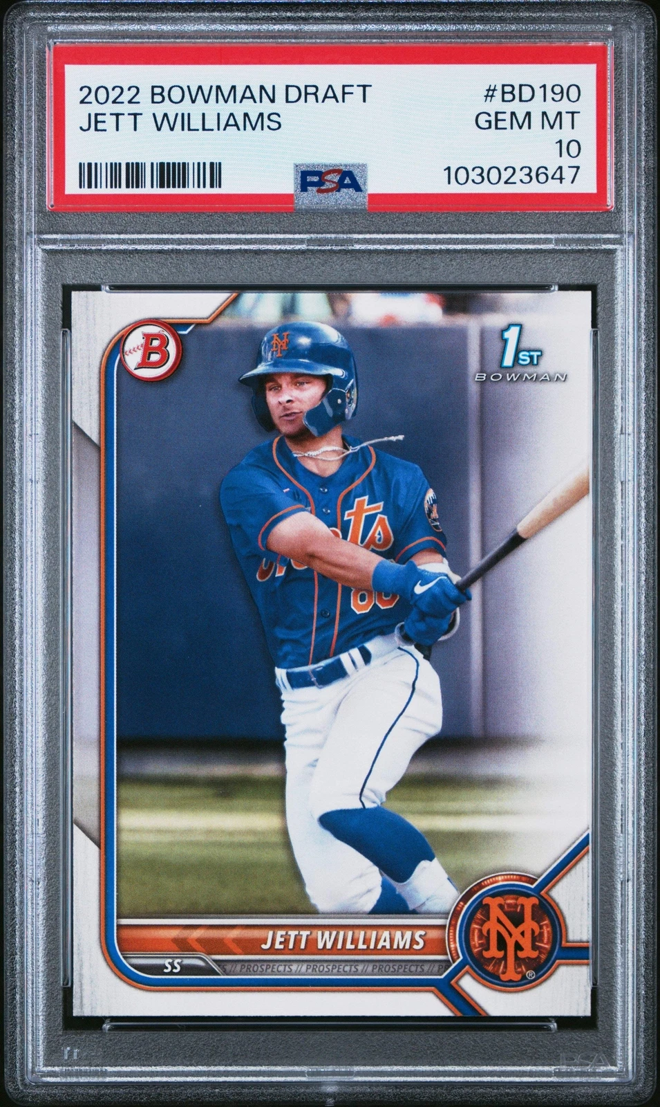 Graded 2022 Topps Bowman Draft Jett Williams #BD190 Rookie Baseball Card PSA 10