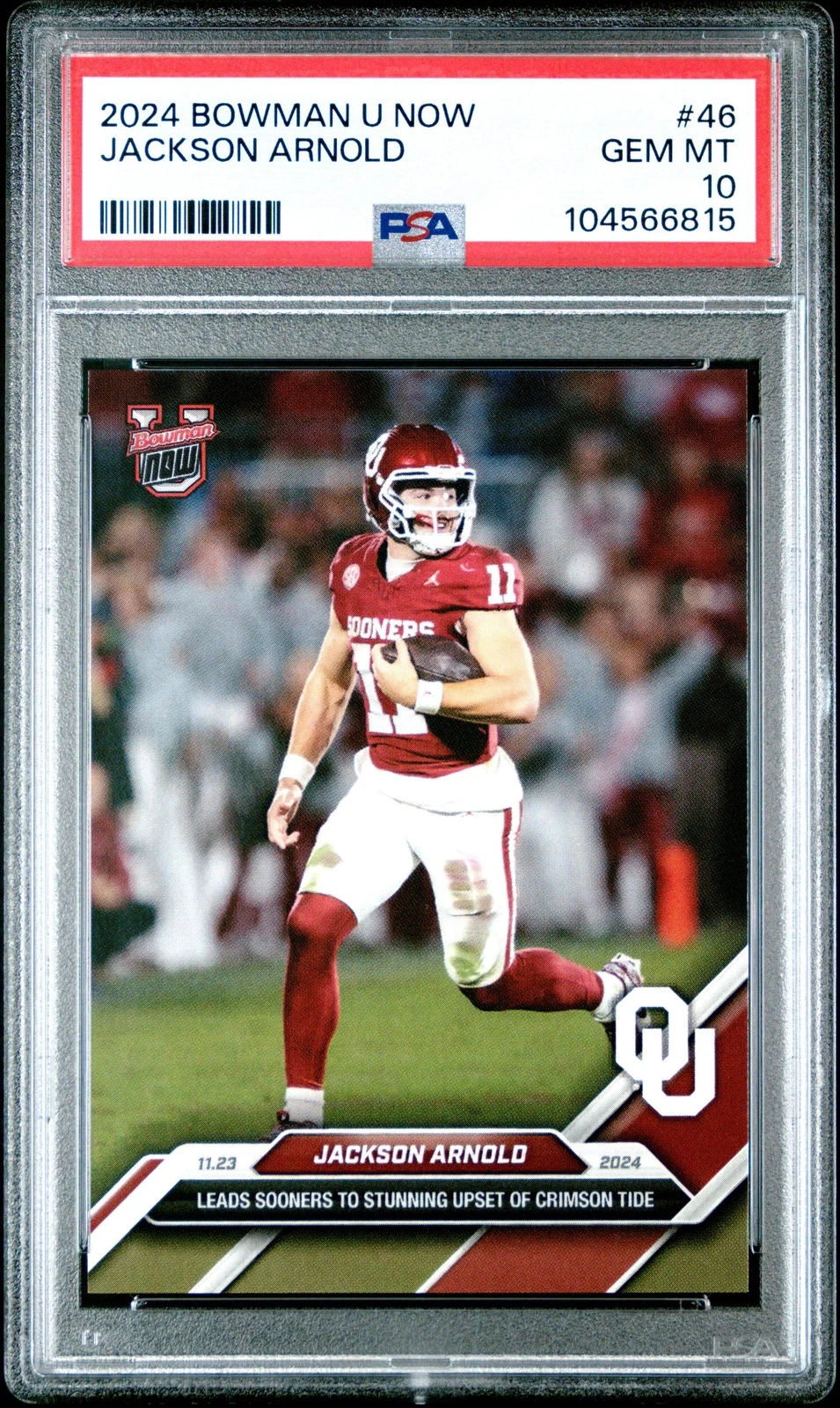 Graded 2024 Topps Bowman U Now Jackson Arnold #46 Rookie RC Football Card PSA 10
