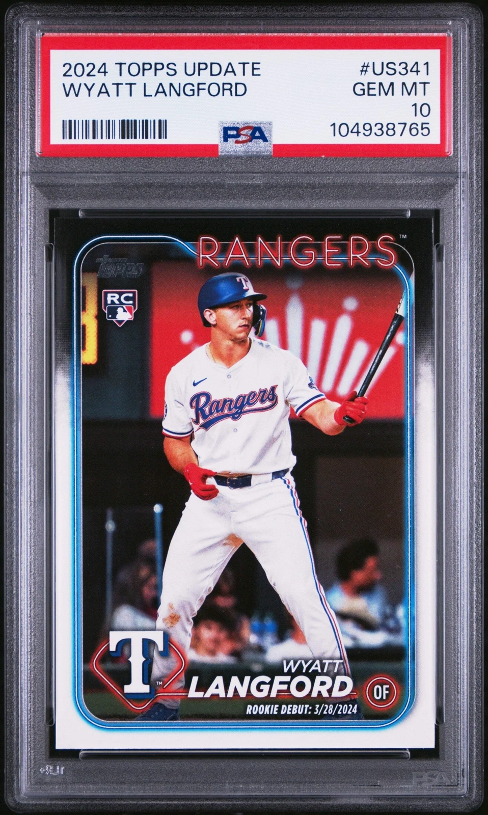 Graded 2024 Topps Update Wyatt Langford #US341 Rookie RC Baseball Card PSA 10