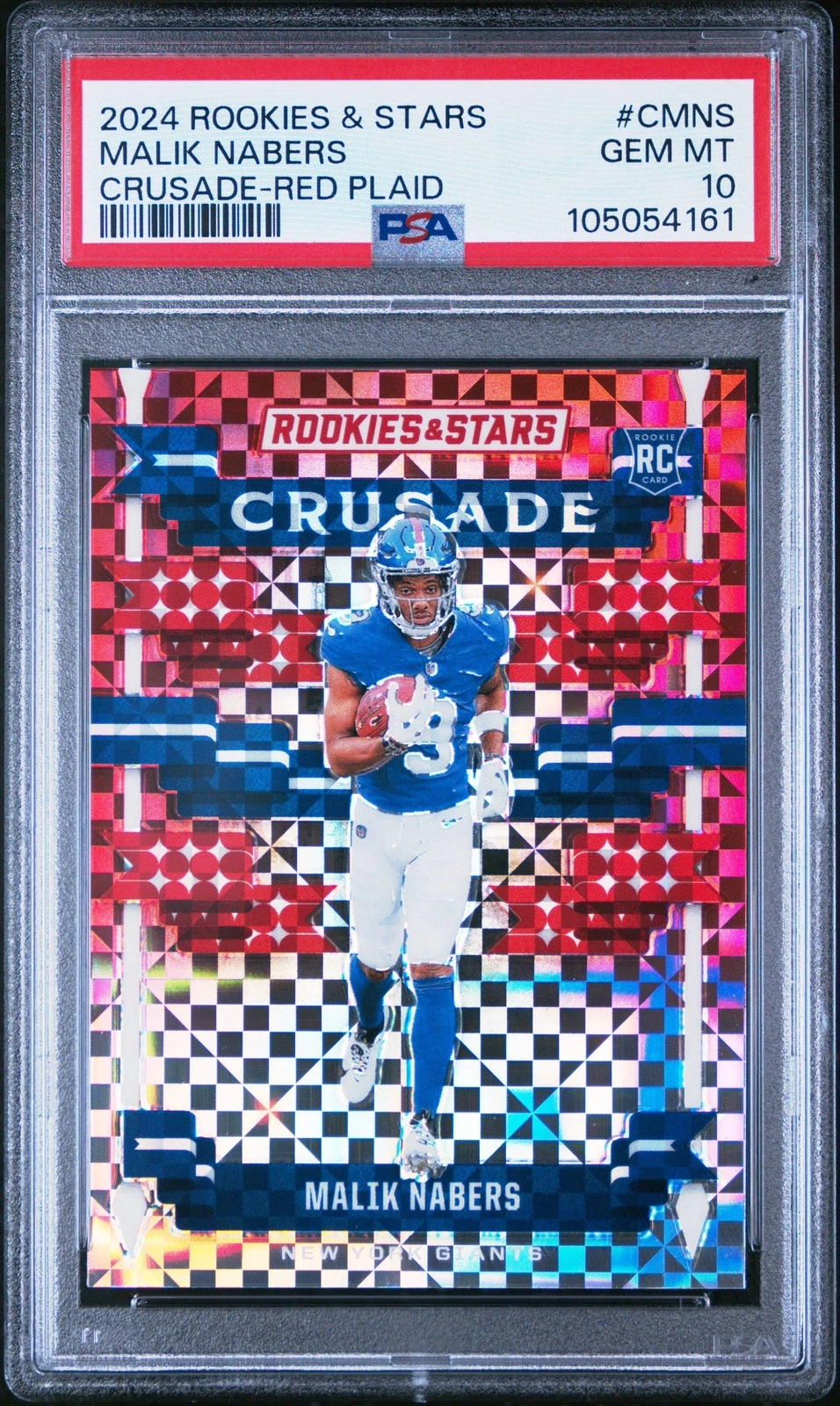 Graded 2024 Panini R&S Malik Nabers #CMNS Crusade Red Plaid Football Card PSA 10
