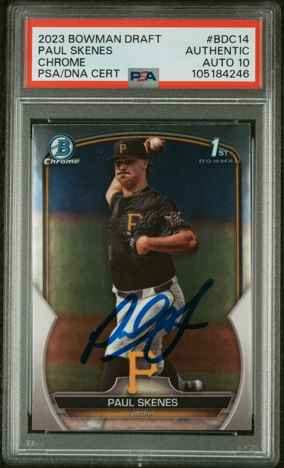 Graded 2023 Bowman Draft Paul Skenes #BDC14 Chrome RC Baseball Card PSA 10 Auto