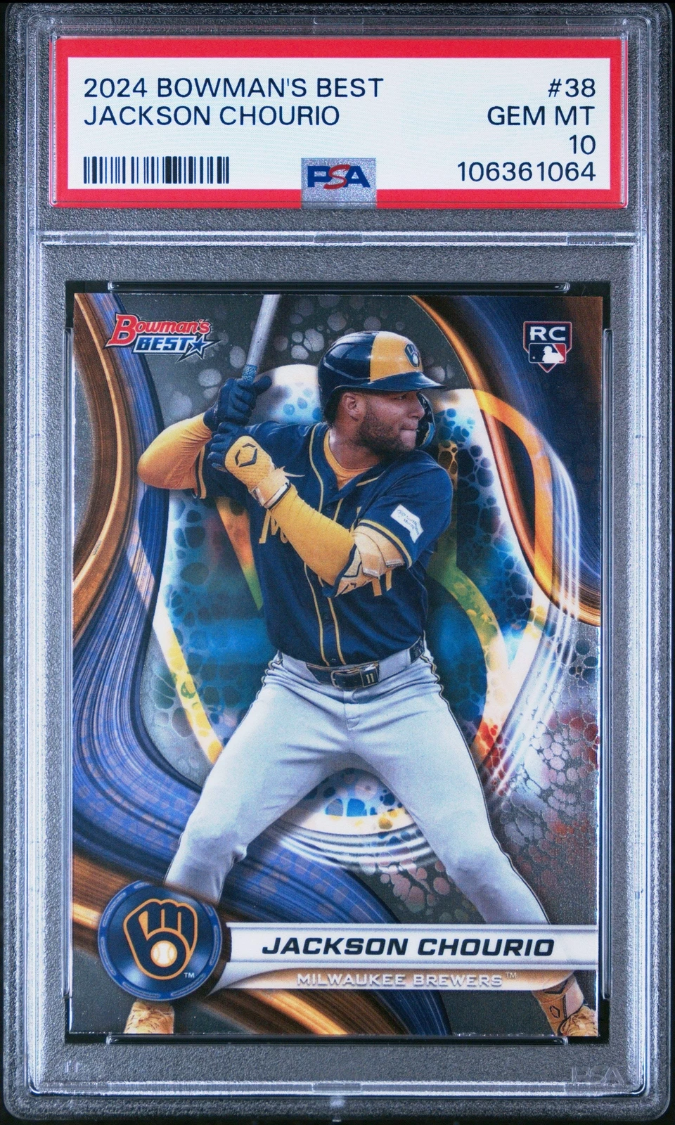 Graded 2024 Topps Bowmans Best Jackson Chourio #38 Rookie Baseball Card PSA 10