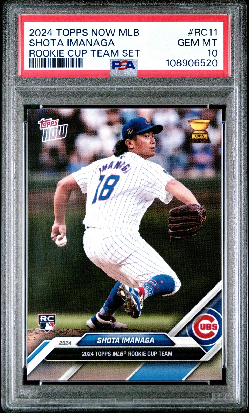 Graded 2024 Topps Now Shota Imanaga #RC11 Rookie Cup Set Baseball Card PSA 10