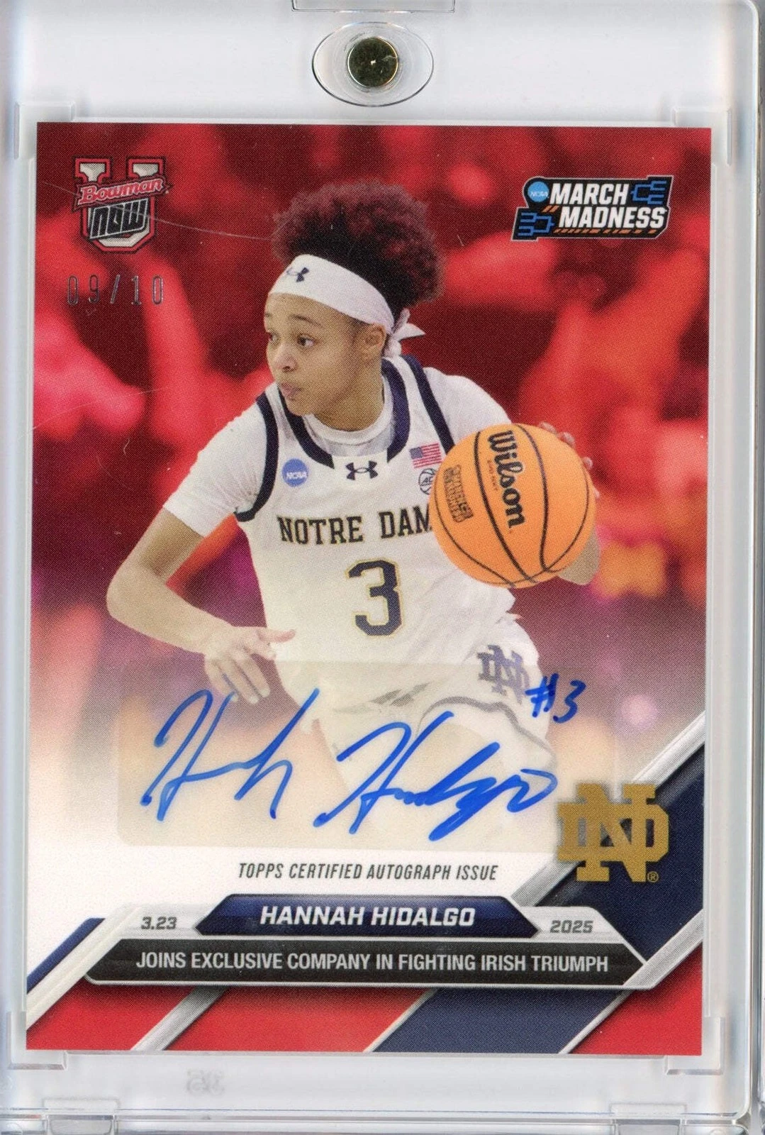 2024 Topps Bowman U Now Hannah Hidalgo #99A Red Auto /10 Rookie Basketball Card