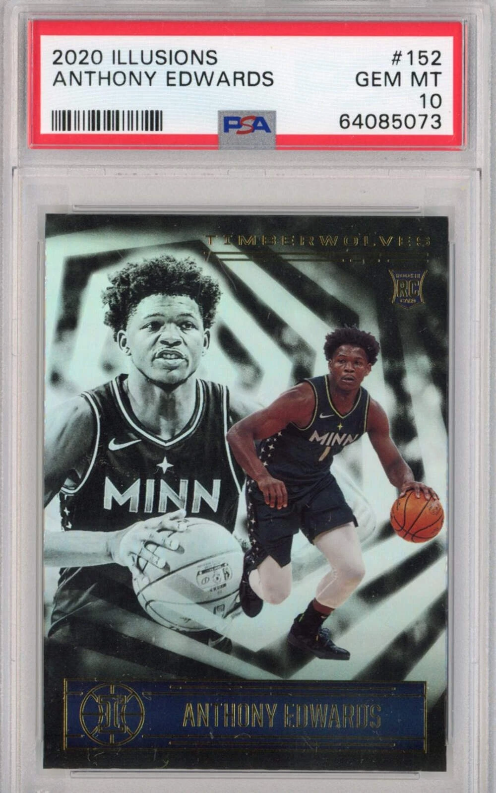 Graded 2020-21 Panini Illusions Anthony Edwards #152 Rookie RC Card PSA 10 Mint