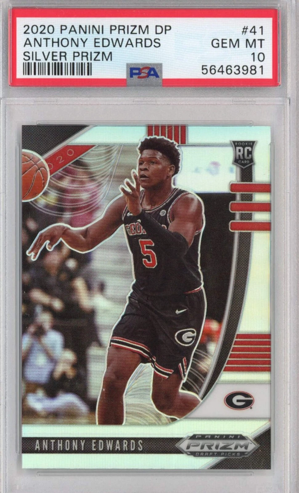 Graded 2020-21 Panini Prizm DP Anthony Edwards #41 Silver Rookie RC Card PSA 10