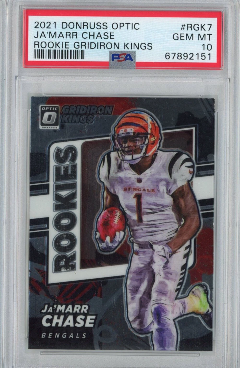 Graded 2021 Donruss Optic Ja'Marr Chase #RGK7 Gridiron Kings Rookie Card PSA 10