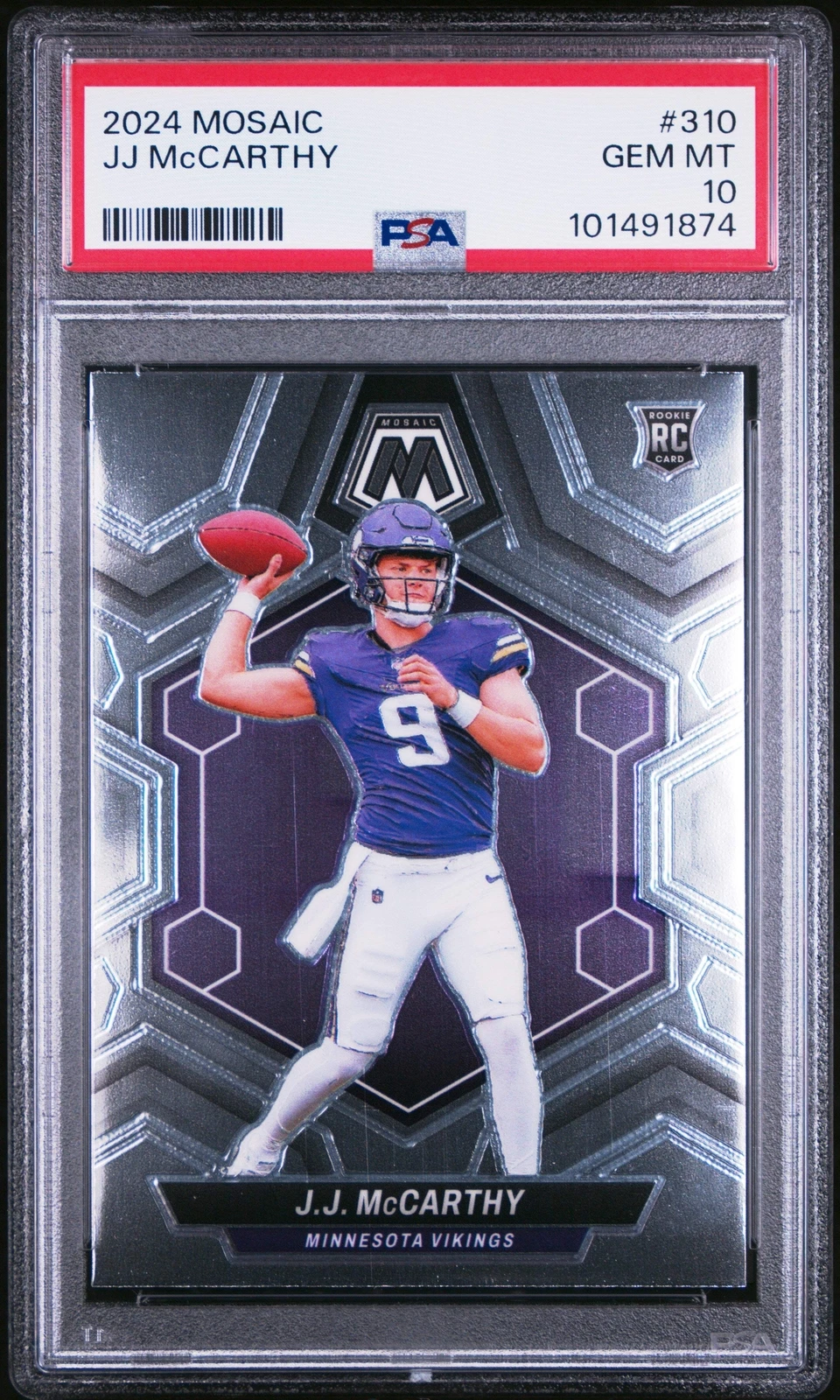 Graded 2024 Panini Mosaic JJ McCarthy #310 Rookie Football Card PSA 10 Gem Mint