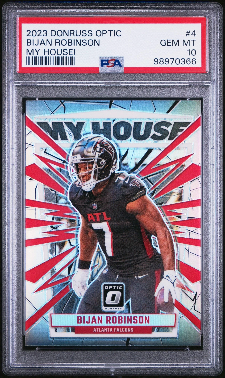 Graded 2023 Panini Donruss Optic Bijan Robinson #4 My House Football Card PSA 10