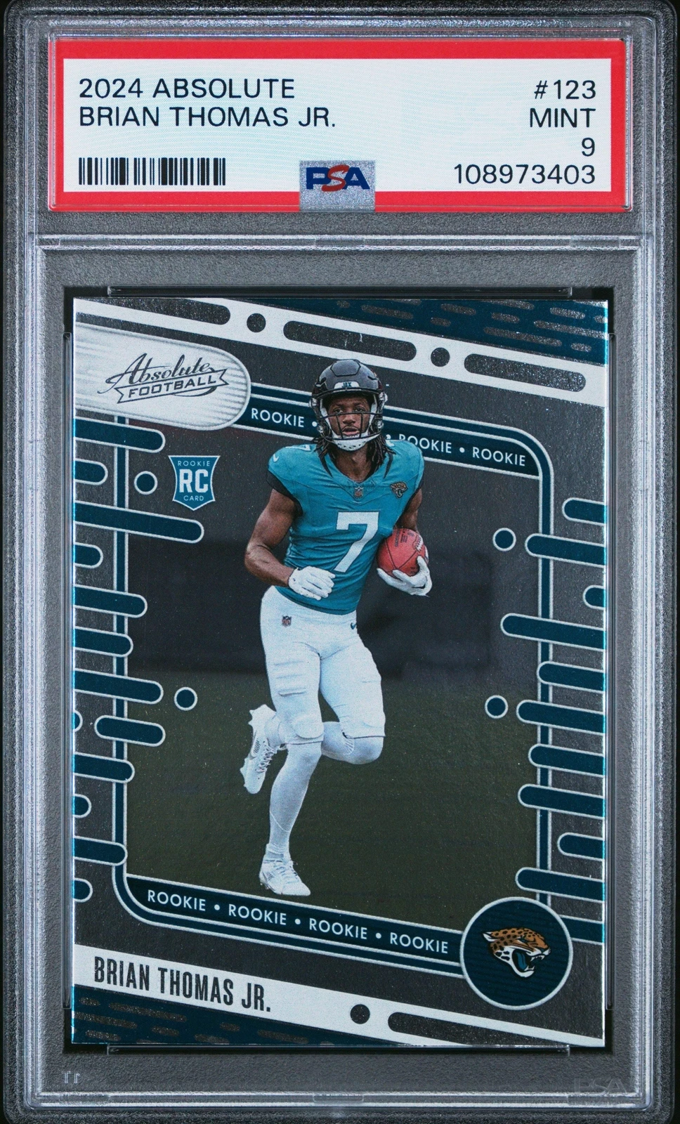 Graded 2024 Panini Absolute Brian Thomas Jr #123 Rookie RC Football Card PSA 9