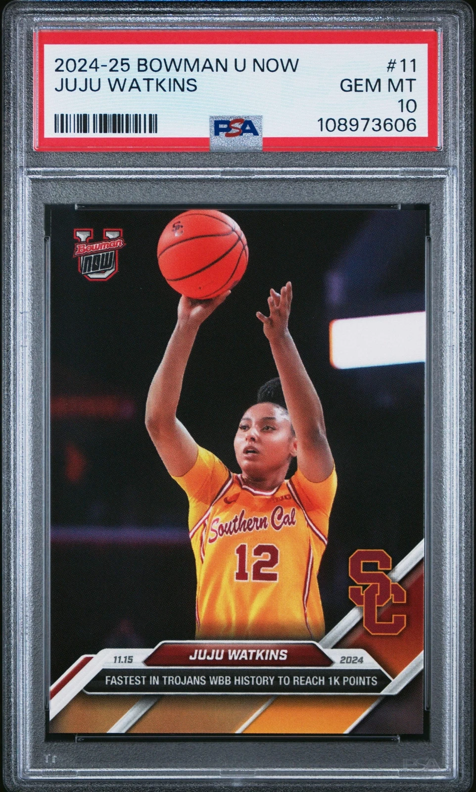 Graded 2024 Topps Bowman U Now JuJu Watkins #11 Rookie RC Basketball Card PSA 10