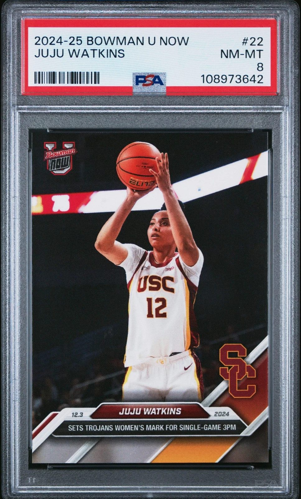 Graded 2024 Topps Bowman U Now JuJu Watkins #22 Rookie RC Basketball Card PSA 8