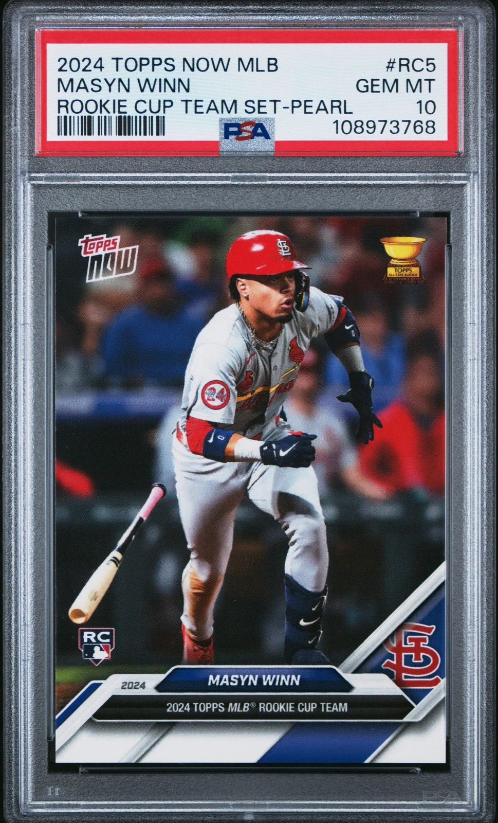 Graded 2024 Topps Now Masyn Winn #RC6 Rookie Cup Pearl RC Baseball Card PSA 10