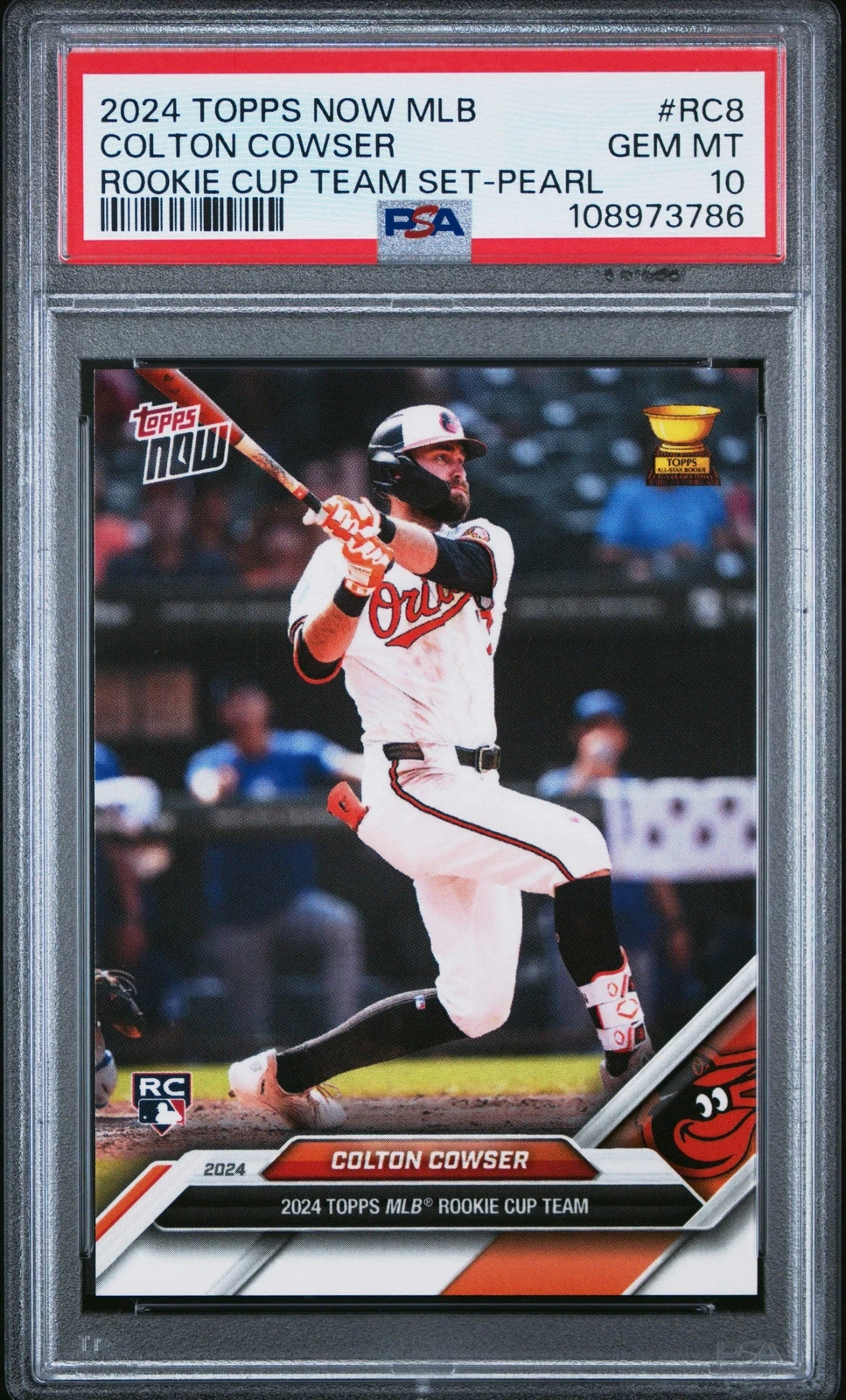 Graded 2024 Topps Now Colton Cowser #RC8 Rookie Cup Pearl Baseball Card PSA 10
