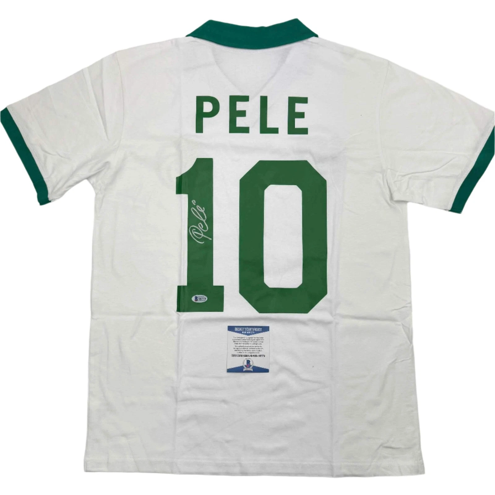 Autographed/Signed Pele New York Cosmos White Soccer Futbol Jersey Beckett COA