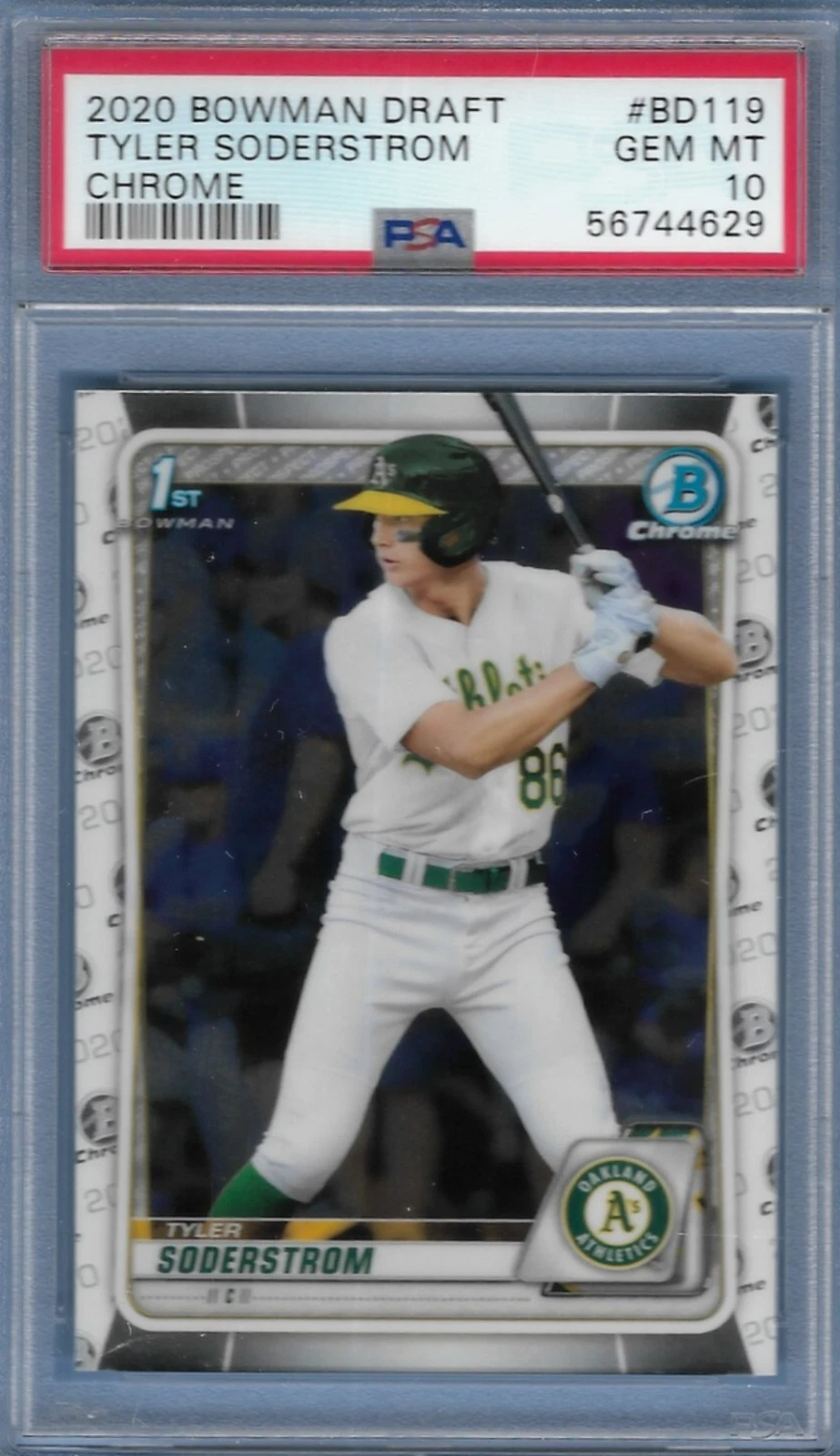 Graded 2020 Bowman Draft Tyler Soderstrom #BD119 Chrome RC Baseball Card PSA 10