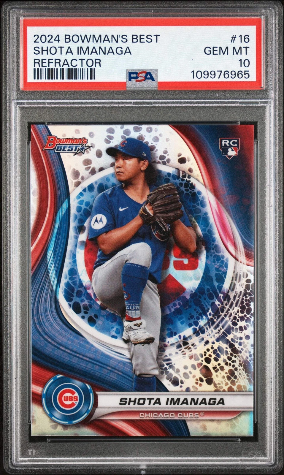 Graded 2024 Topps Bowmans Best Shota Imanaga #16 Refractor Baseball Card PSA 10