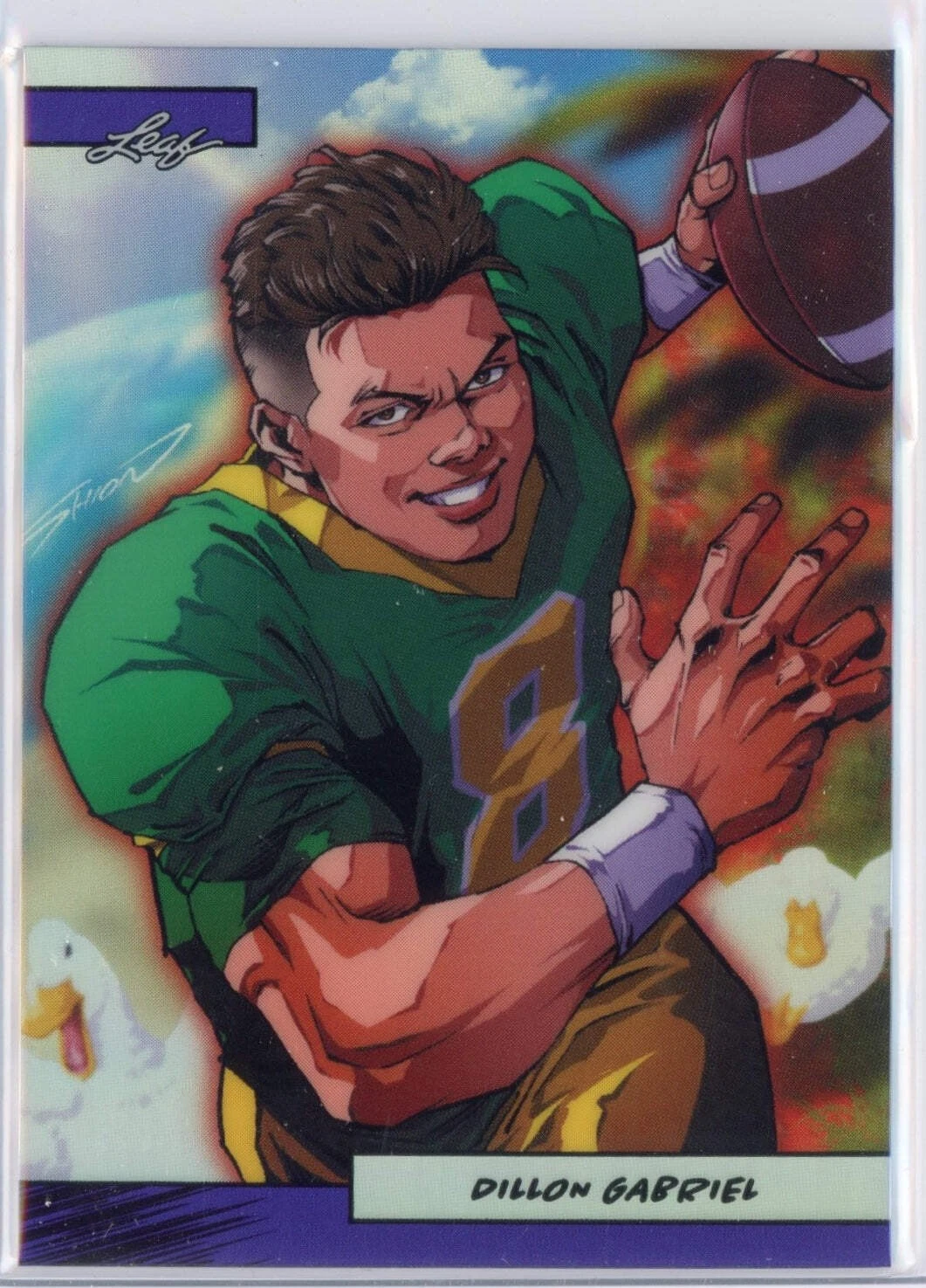 2025 Leaf Exclusives Anime Nation Dillon Gabriel #47 Purple /49 Football Card