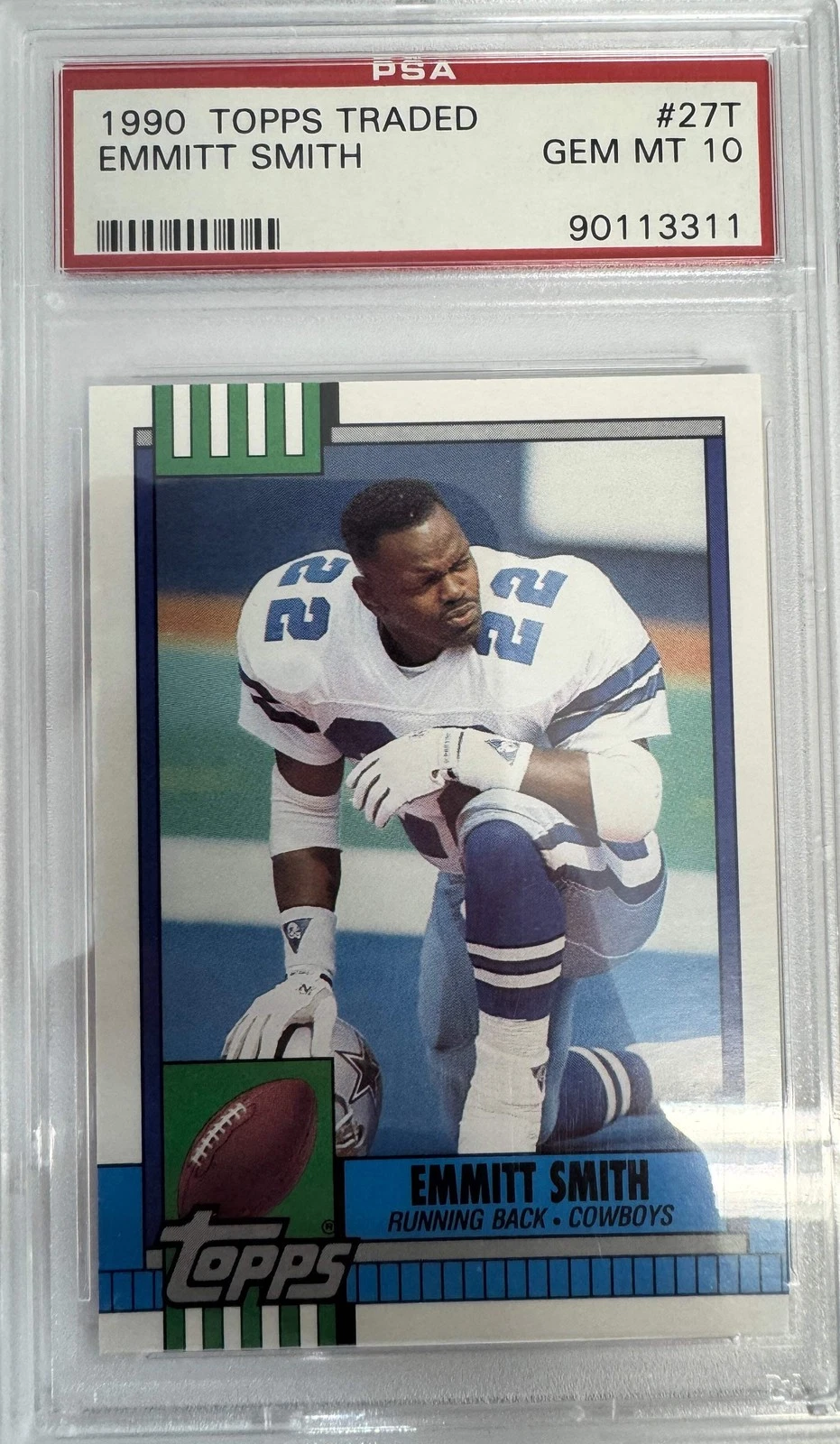 Graded 1990 Topps Traded Emmitt Smith #27T Rookie RC Card PSA 10 Gem Mint