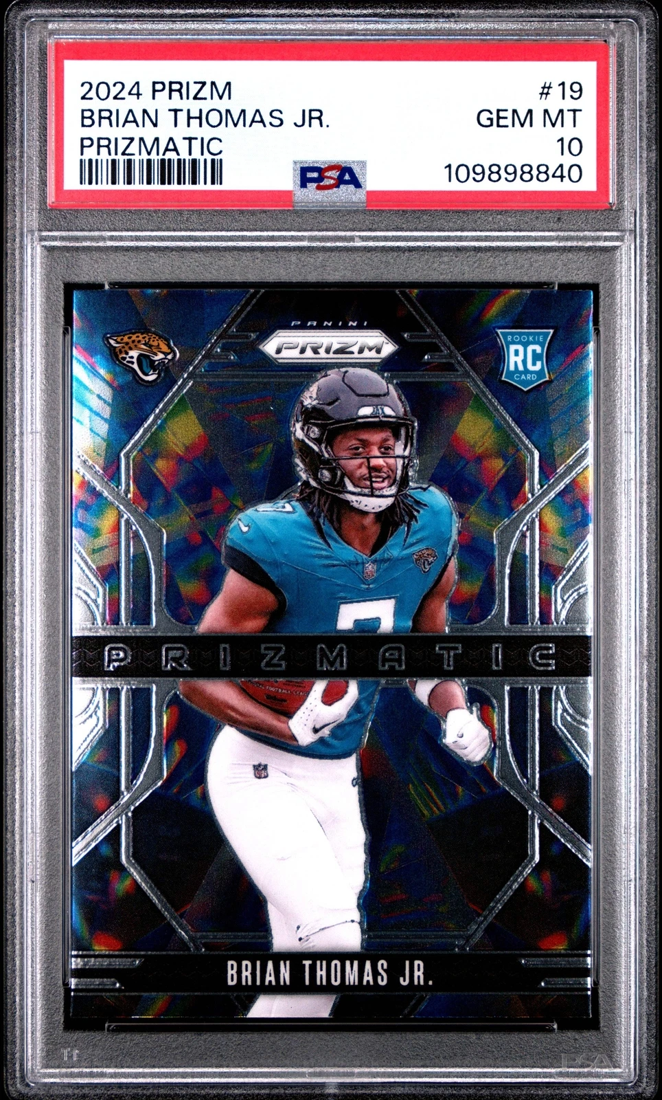 Graded 2024 Panini Prizm Brian Thomas Jr #19 Prizmatic RC Football Card PSA 10