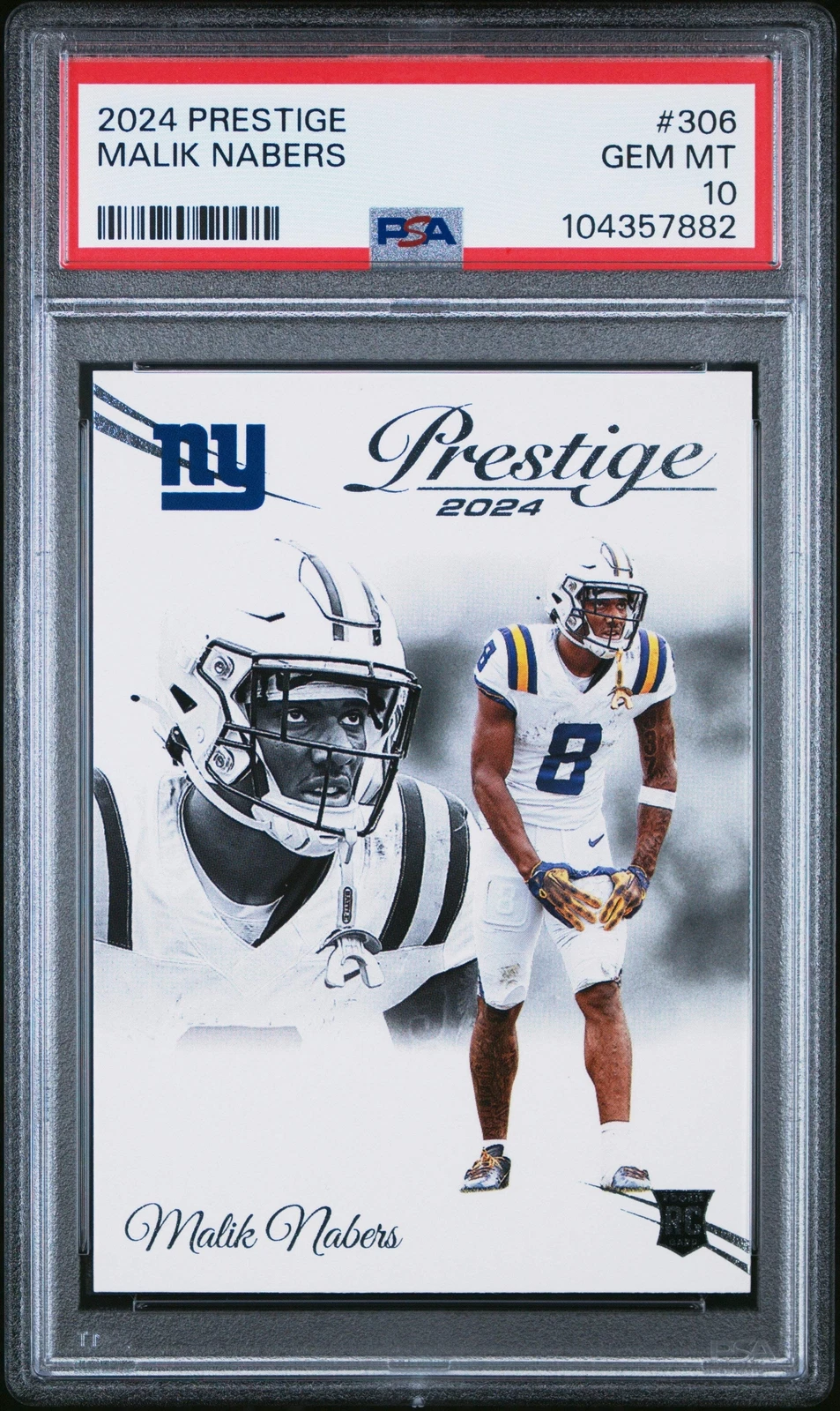 Graded 2024 Panini Prestige Malik Nabers #306 Rookie RC Football Card PSA 10