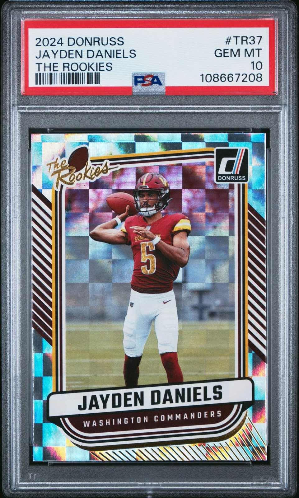 Graded 2024 Panini Donruss Jayden Daniels #TR37 The Rookies Football Card PSA 10