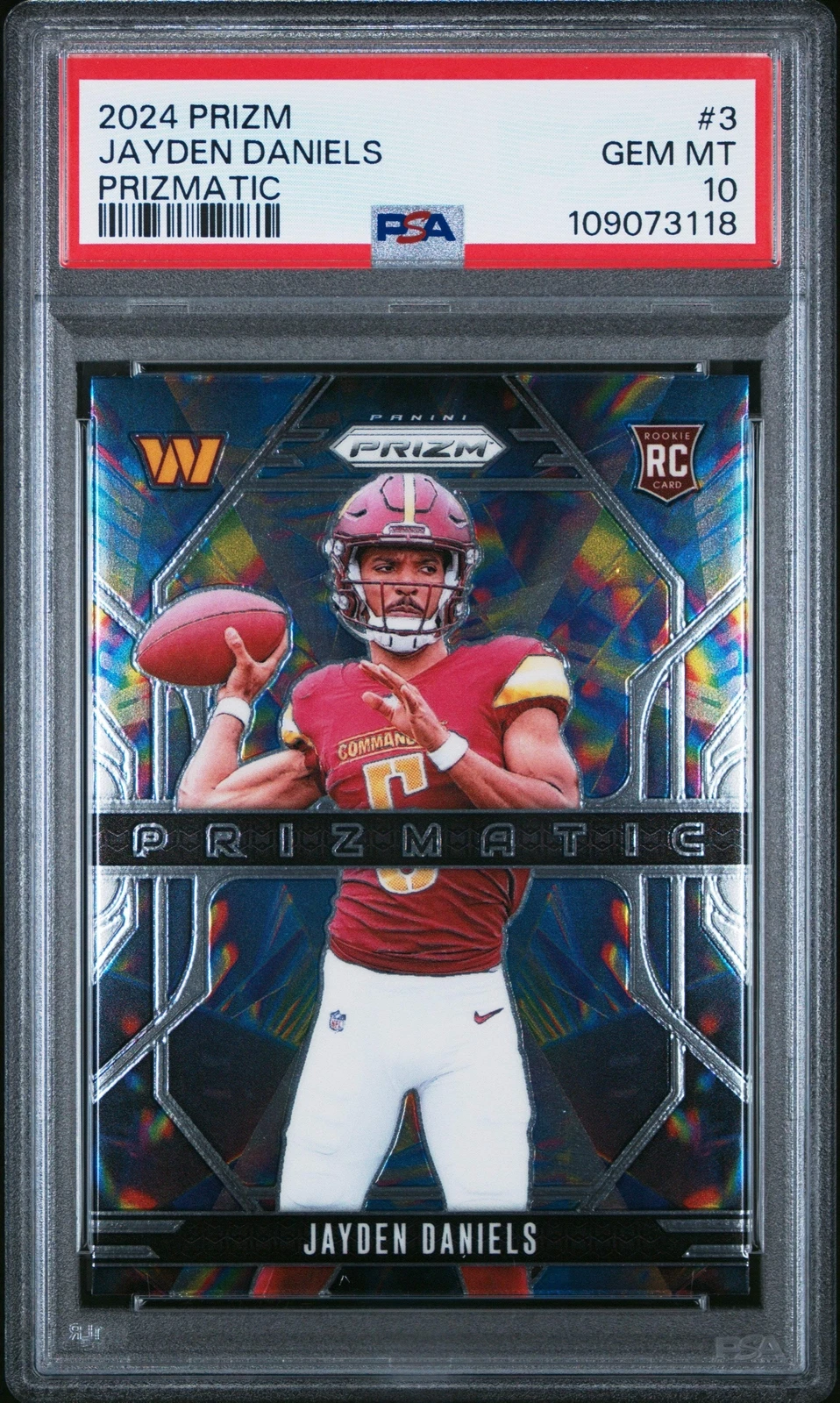 Graded 2024 Panini Prizm Jayden Daniels #3 Prizmatic Rookie Football Card PSA 10
