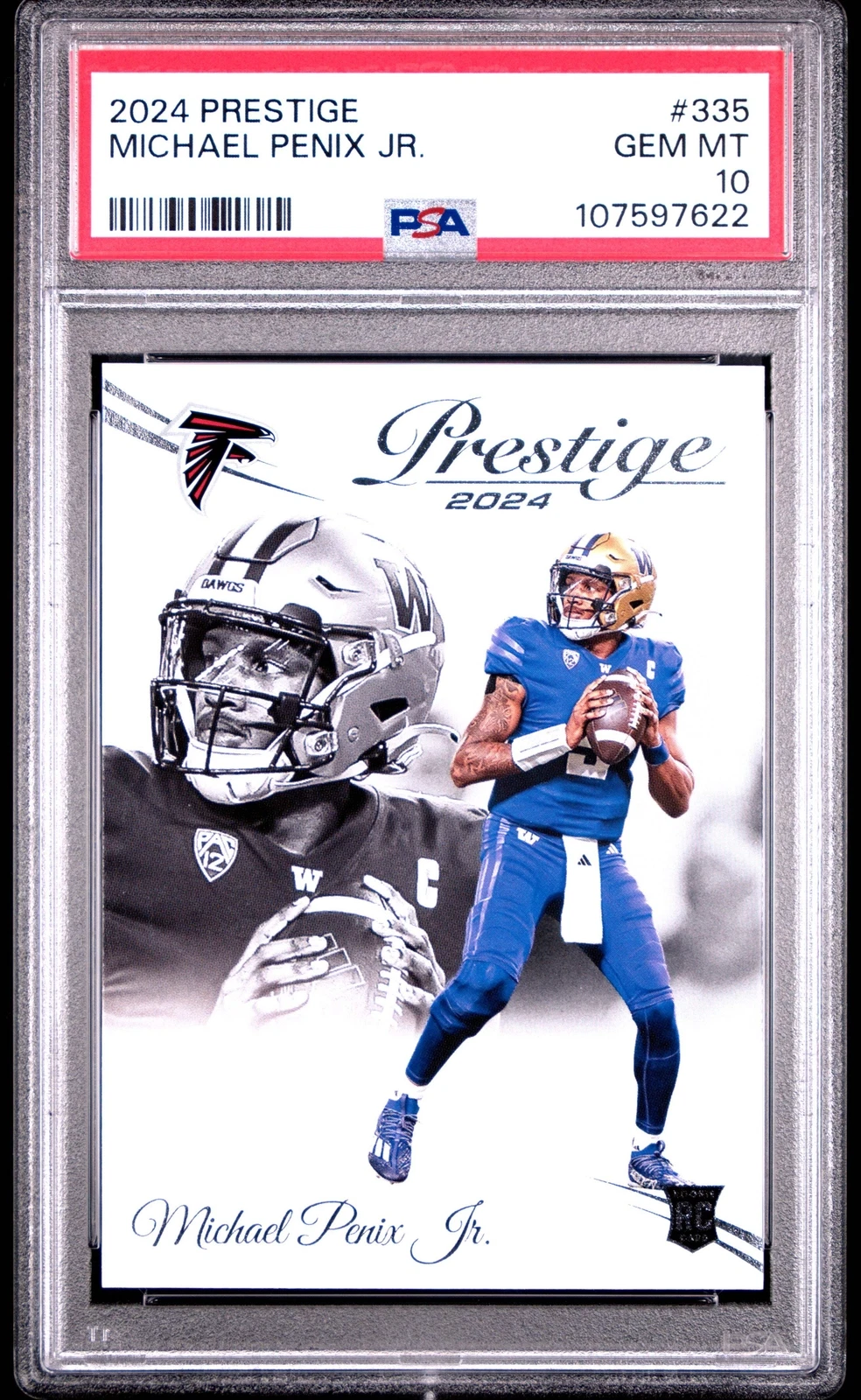 Graded 2024 Panini Prestige Michael Penix Jr #335 Rookie RC Football Card PSA 10