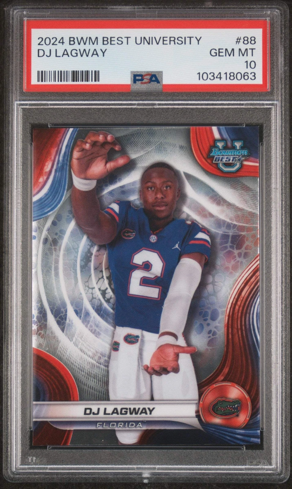 Graded 2024 Topps Bowman Best University DJ Lagway #88 RC Football Card PSA 10