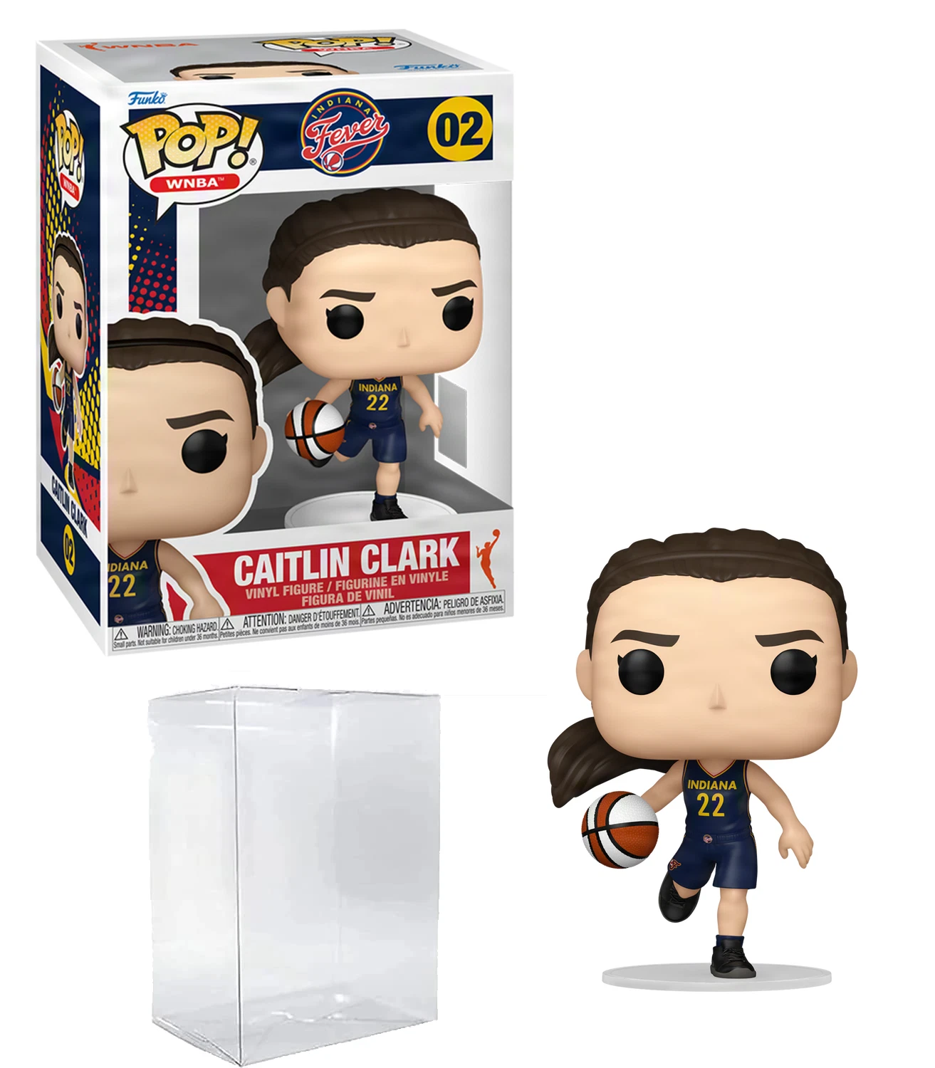 Caitlin Clark #02 Funko POP! Basketball WNBA: Indiana Fever with Protector Case