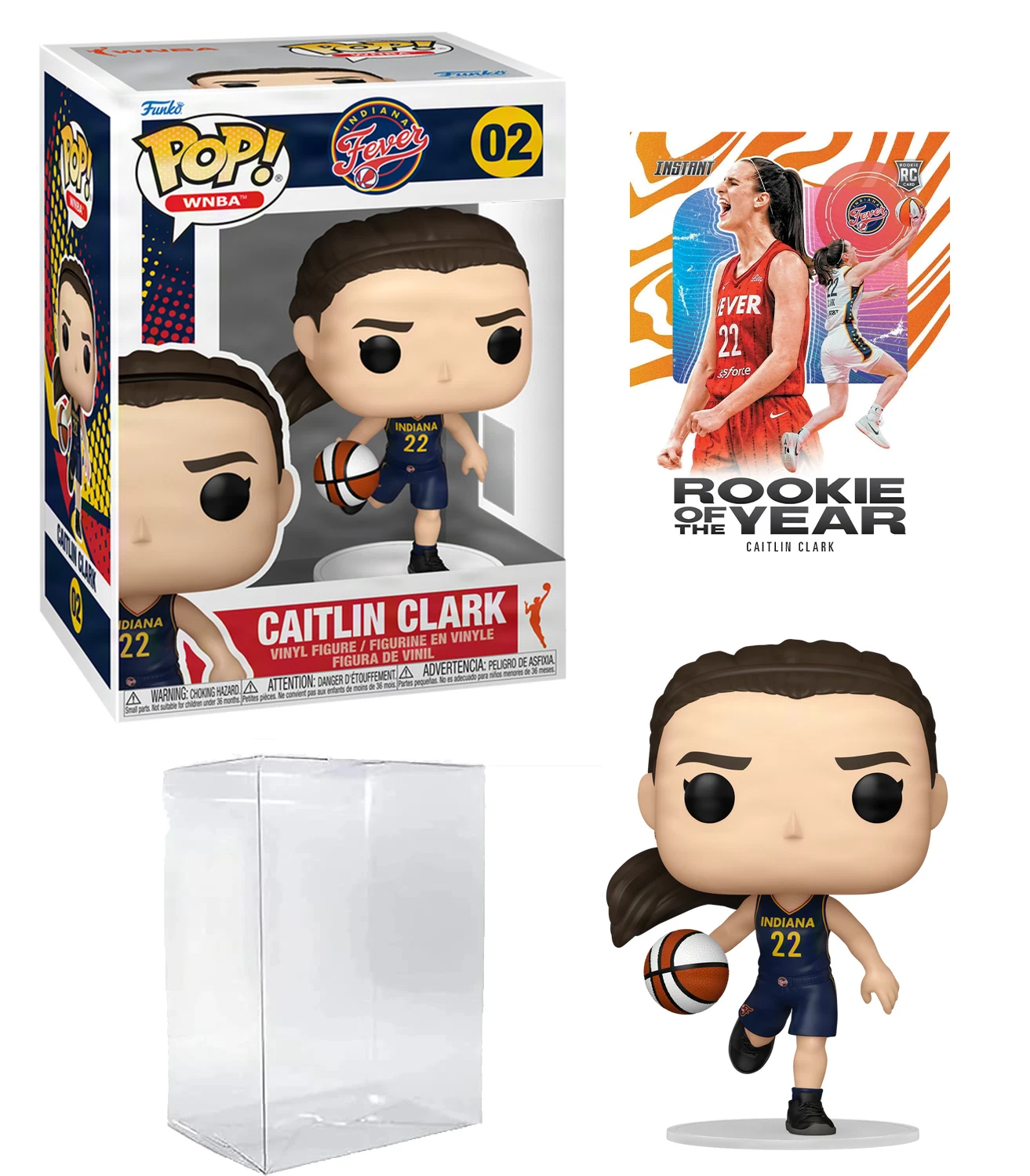 Caitlin Clark #02 Rookie Card Bundle Funko POP! WNBA: Indiana Fever with Case