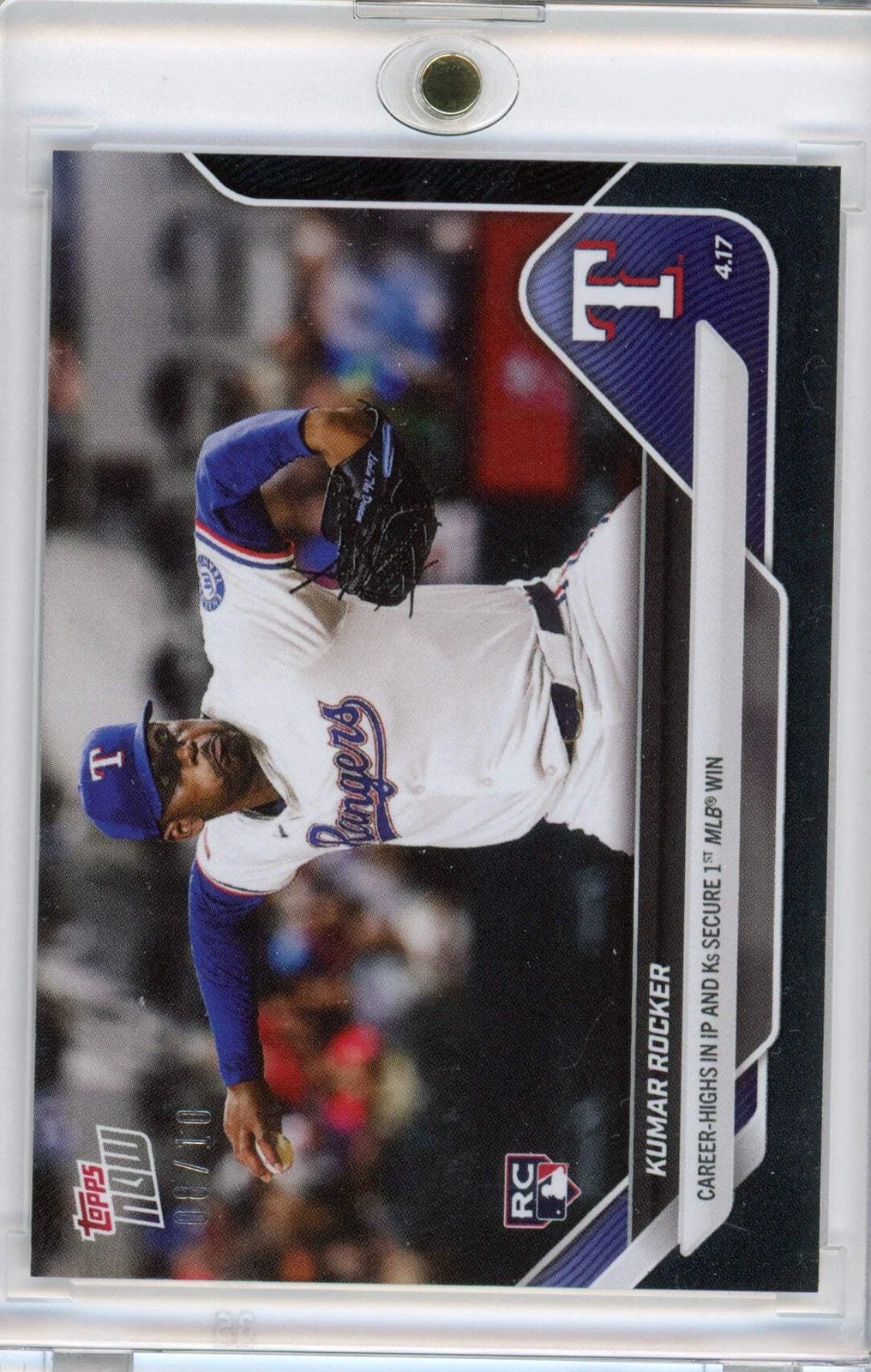 2025 Topps Now Kumar Rocker #78 Black /10 Secures 1st MLB Win RC Baseball Card