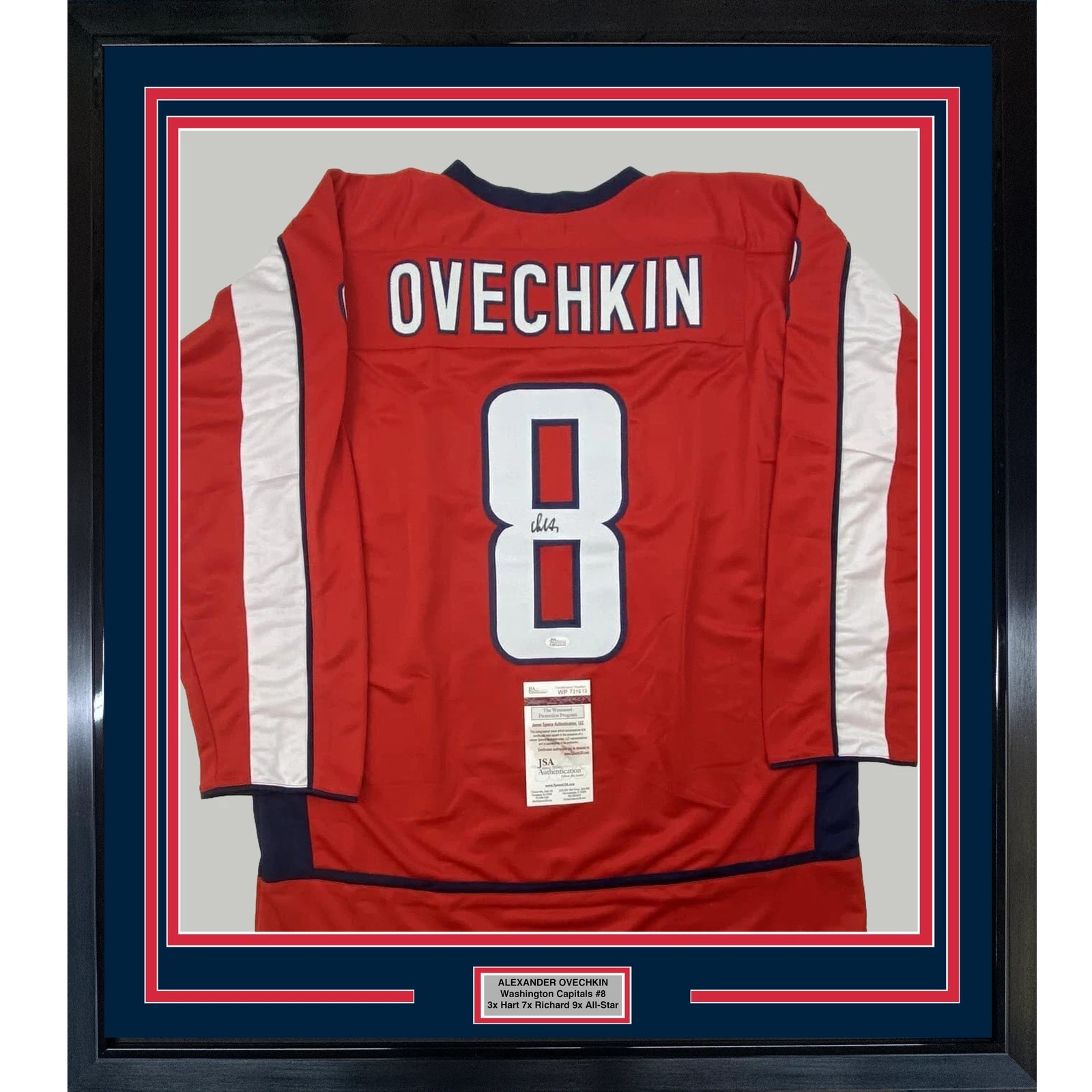 FRAMED Autographed/Signed ALEXANDER OVECHKIN 33x42 Washington Red Jersey JSA COA