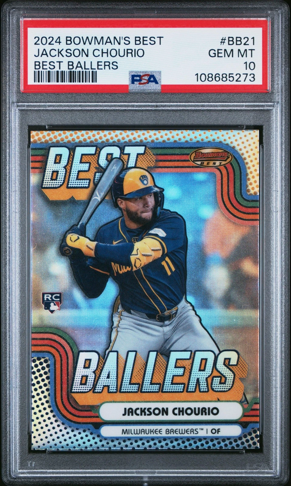 Graded 2024 Bowmans Best Jackson Chourio #BB21 Best Ballers Baseball Card PSA 10