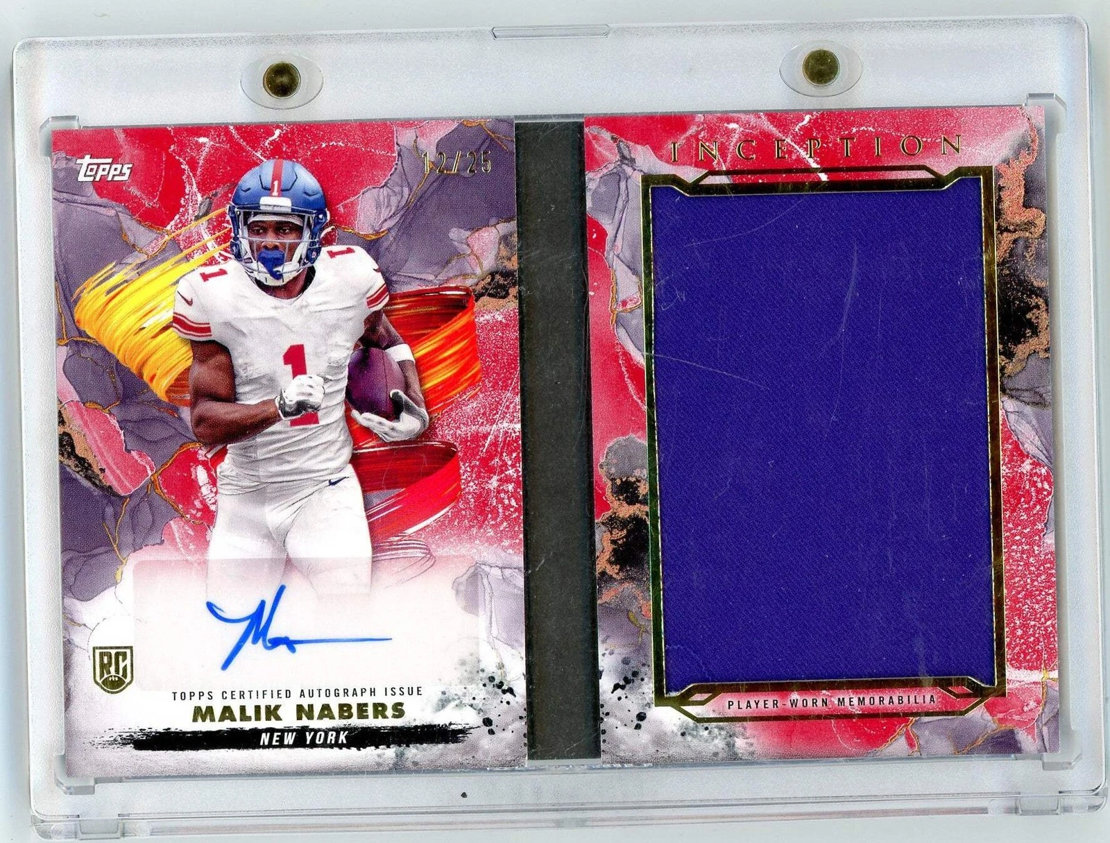 2024 Topps Inception Malik Nabers #ARBCMN Auto Book Red /25 RC Football Card